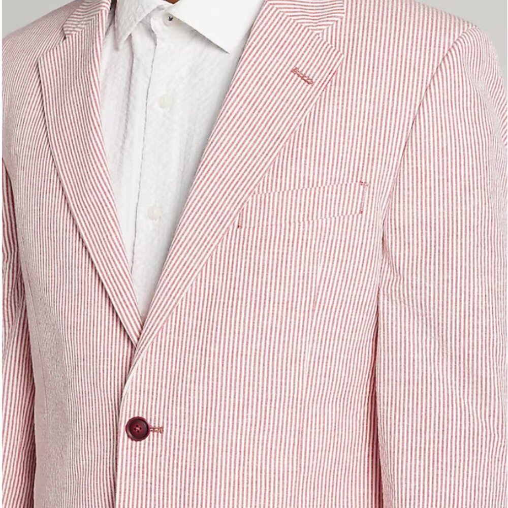NWT Nautica Seersucker Blazer 38L Modern Fit Sport Coat Summer Jacket